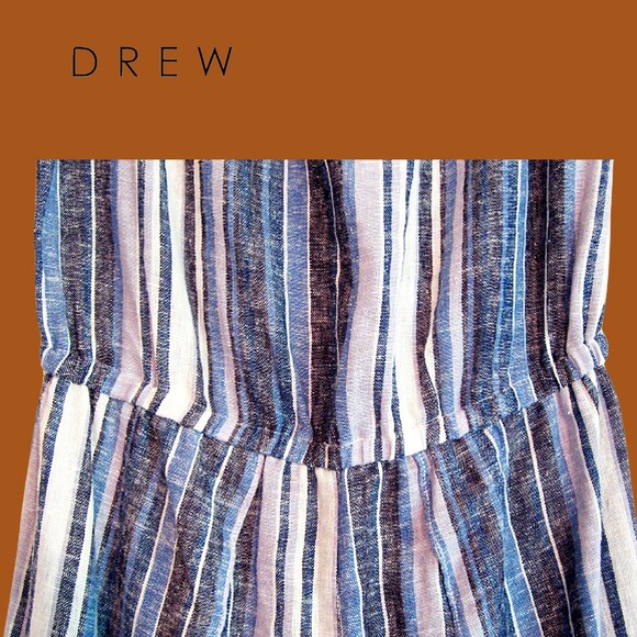 DREW by Anthropologie NEW EMERSON Striped Bandeau Side Slit Leg Jumpsuit M - Picture 6 of 12
